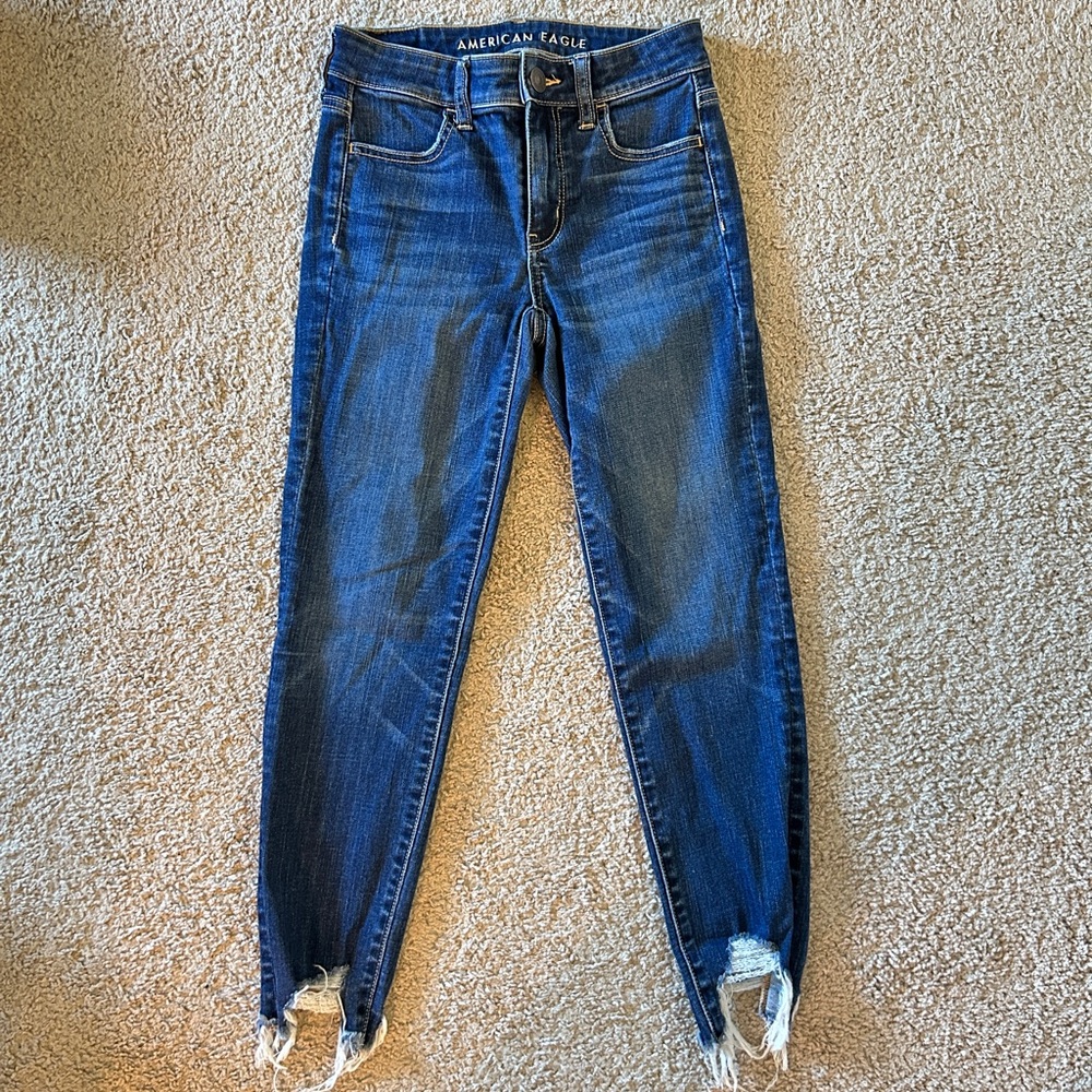 American Eagle Outfitters Women's Blue Jeans - hi rise jegging crop